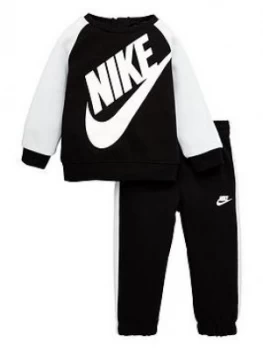Image of Boys, Nike Infant Boy Oversized Futura Crew Set - Black/White, Size 12 Months