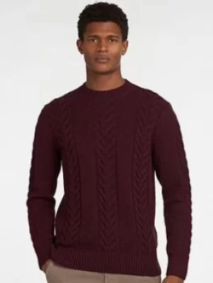 Barbour Essential Cable Knit Jumper, Ruby Size M Men