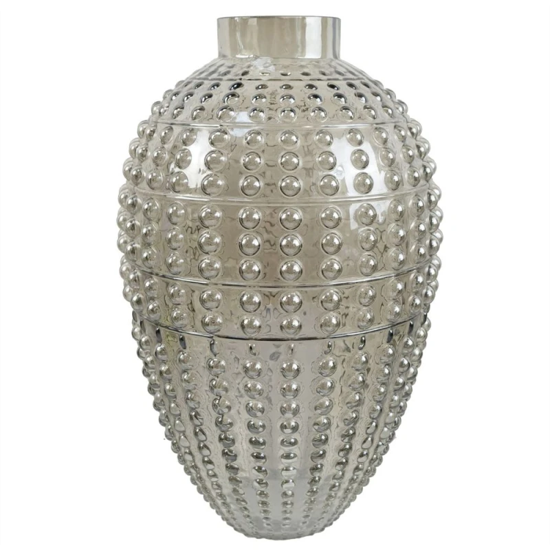 Image of Leaf Glass Vase Smoke Grey Bubble Vase 35cm Botanik Grey