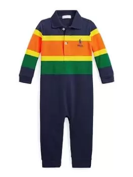 Image of Ralph Lauren Baby Boys Colour Block One Piece Coverall - Blue Size 3 Months