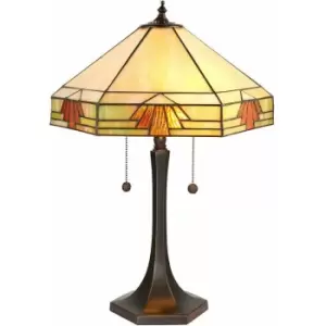 Image of Loops - Medium Tiffany Glass Table Lamp - Art Deco Design - Dark Bronze Finish