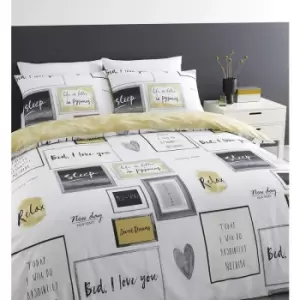 Image of Catherine Lansfield Sleep Dreams Ochre Single Duvet Cover Set Easy Care Bedding