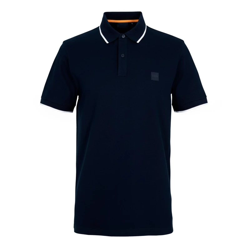 Image of Boss Mens Pique Logo Polo Shirt Dark Blue male L