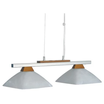 Image of Lamkur Lighting - Ela Bar Pendant Ceiling Light With Glass Shade, Rustic, 2x E27