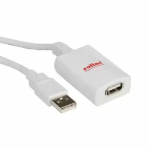 image of Roline 12.04.1088 USB Cable, 2.0 A Plug-Rcpt, 5M, Wht