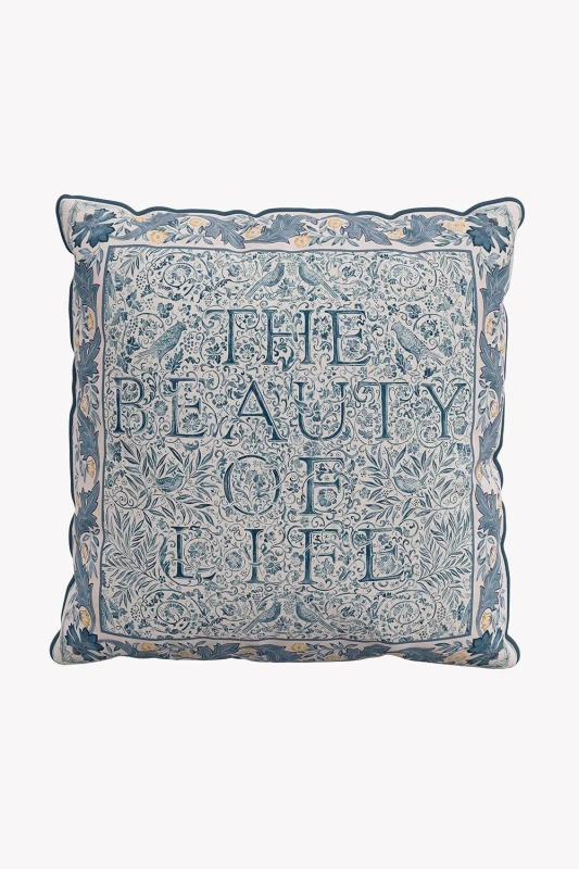 Image of Morris & Co 'Trent' Cotton Cushion Blue