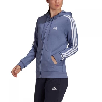 image of adidas 3 Stripe Zip Fleece Track Hoodie Ladies - Violet/White