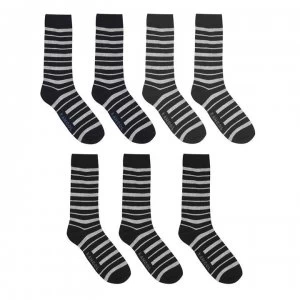 Image of Kangol Formal Socks 7 Pack - Bk Ch Nv Stripe