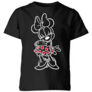 Image of Disney Mini Mouse Line Art Kids T-Shirt - Black - 11-12 Years