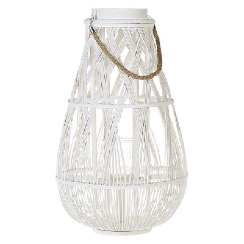 Image of Beliani Garden Lantern Lantern Tonga Bamboo Wood 56cm White