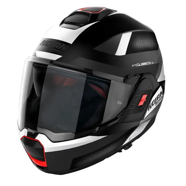 Image of Nolan N120-1 Subway N-COM 021 Flat Black White Modular Helmet Size M