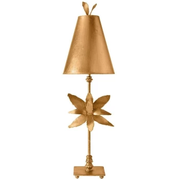 Image of Azalea - 1 Light Table Lamp Gold Floral Leaves Design, E27 - Elstead