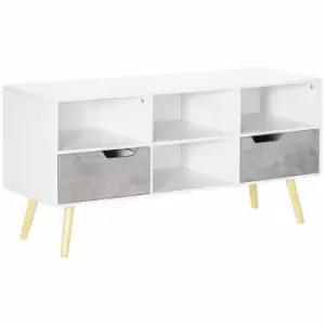 Image of HOMCOM Modern TV Cabinet With 2 Drawers 4 Open Compartments Cable Management For 50" TVs Light Grey