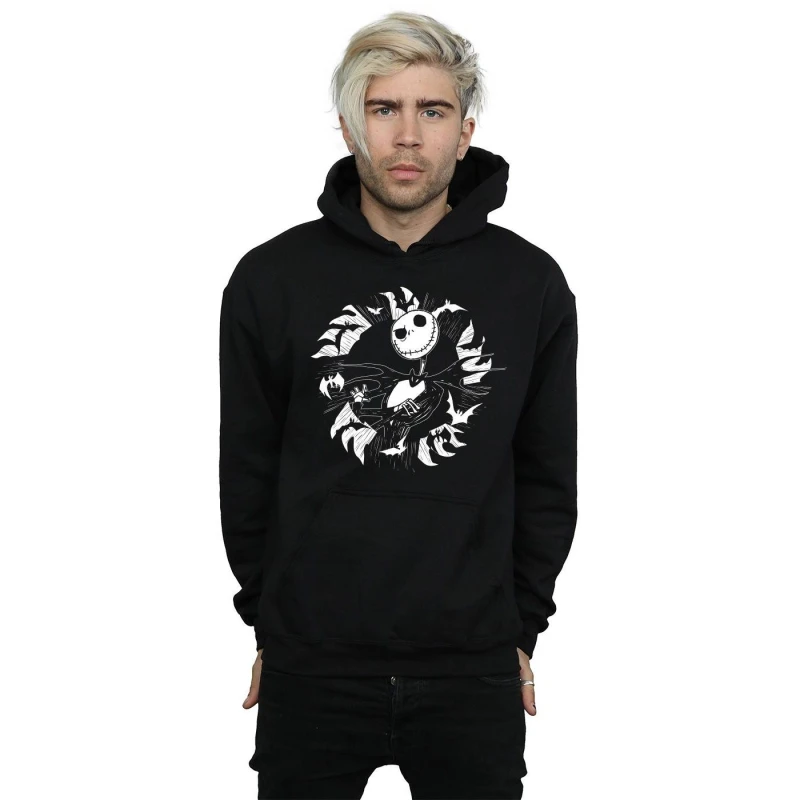 Image of Disney Men Nightmare Before Christmas Jack Bat Circle Hoodie in Black Size: Small Black S Male 5059568284273