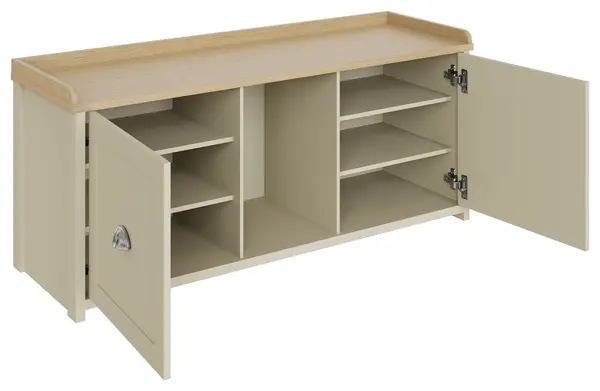 image of GFW GFW Lancaster 2 Door Shoe Storage Bench - Cream