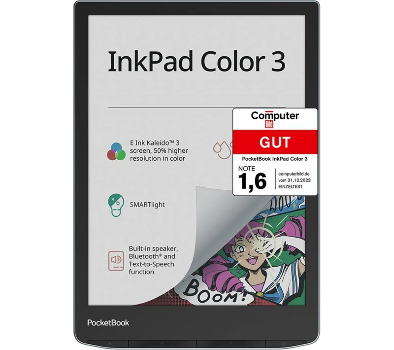 Image of PocketBook PocketBook InkPad Colour 3 e-book Reader, Quad Core CPU, 32GB, 7.8inch E Ink Kaleido 3 Touchscreen, WiFi, Bluetooth, Stormy Sea PB743K3-1-