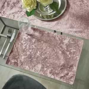 Image of Catherine Lansfield Crushed Velvet Table Place Mat, Blush, 2 Pack