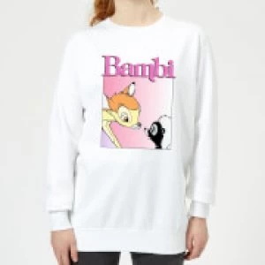 Image of Disney Bambi Nice To Meet You Womens Sweatshirt - White - XS