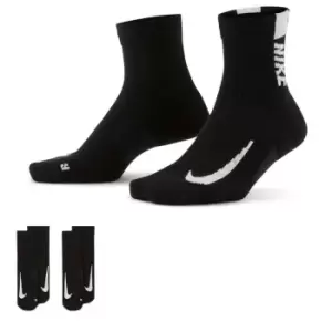 Image of Nike Ankle 2 Pack Running Socks - Black