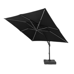 image of 3m Deluxe Cantilever Solar Strip Grey Parasol with 100kg base Grey