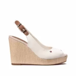 Image of Elena Sling Back Sandals in Canvas/Leather with Wedge Heel
