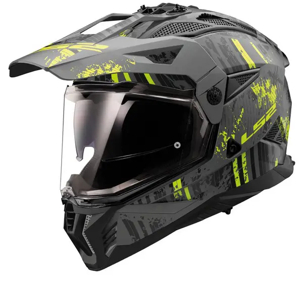 Image of LS2 MX702 Pioneer II Crazy Matt Black H-V Yellow Adventure Helmet Size L
