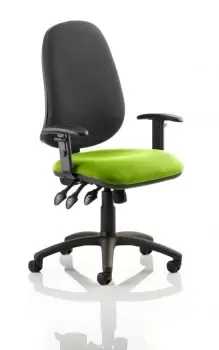 Image of Eclipse XL Lever Task Operator Chair Black Back Bespoke Seat With Height Adjustable Arms In Lime