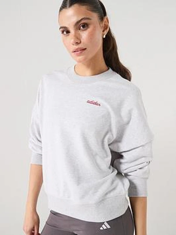 Image of Adidas Embroidered graphic sweatshirt For Her adidas Essentials Colorpop Gris Female XL