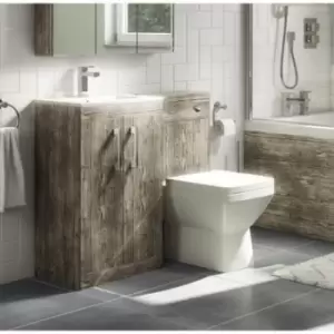 image of 1000mm Wood Effect Toilet and Sink Unit with Square Toilet- Ashford