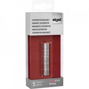 Image of Sigel Magnet SuperDym C5 Strong Zylinder-Design (Ø x H) 10 mm x 10 mm Cylinder Silver 5 pcs GL700