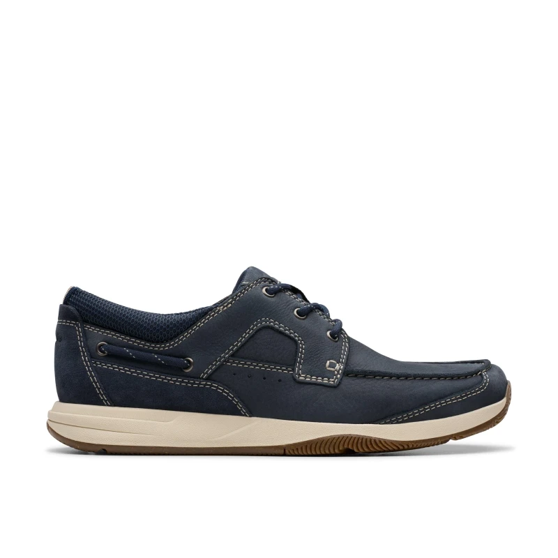 Image of Clarks Clarks Men Sailview Lace Navy Nubuck Lace Up,Boat Shoes in Blue Size: 7-Standard Fit Blue 7-Standard Fit Male 5063090788833