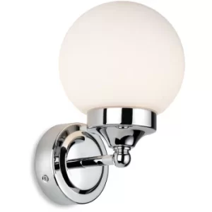 image of Firstlight Louis Bathroom Globe Wall Light Chrome with Opal White Glass IP44