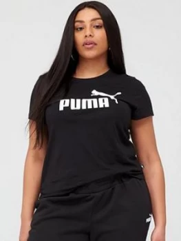 image of Puma Essential Logo T-Shirt Plus - Black, Size XL, Women