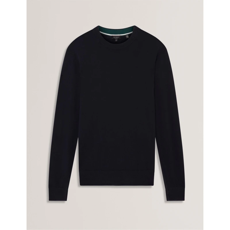 Image of Ted Baker Mens Merino Crew Neck Jumper Navy male XS (1)