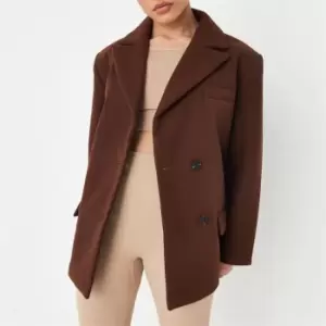 image of Missguided Petite Blazer Coat - Brown