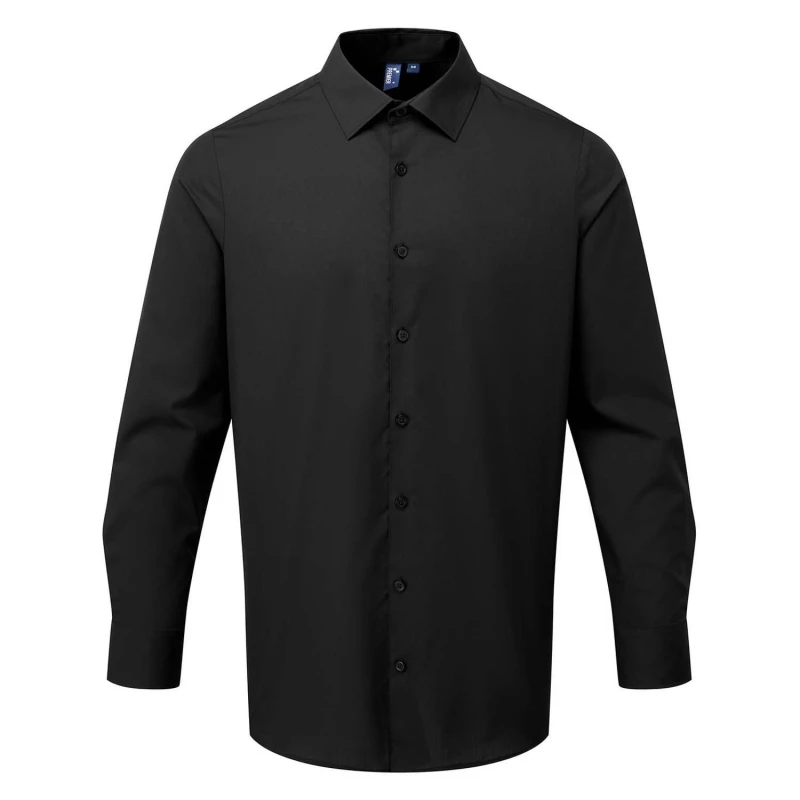 Image of Premier Premier Men Poplin Long-Sleeved Formal Shirt in Black Size: Small Black S Male 5063693918125