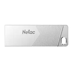 image of Netac 32GB USB 3.2 Memory Pen, UM1, Zinc Alloy Casing, Key Ring, Pearl Nickel Colour