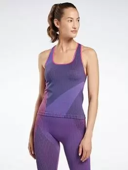 Image of Reebok United By Fitness Seamless Tank Top, Blue, Size S, Women