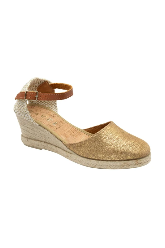 Image of Ravel Womens 'Vista' Leather Espadrille Sandals in Gold Size: 6 Gold Female 6