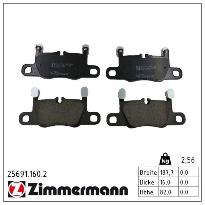 Image of ZIMMERMANN Brake pad set ZIMMERMANN 25691.160.2