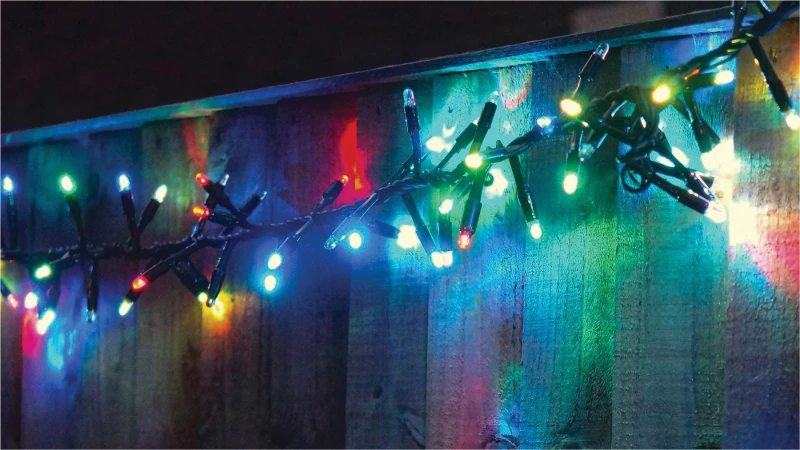 Image of EAGLE-CON 5m Easy-Connect RGB Colour Changing 250 LED Cluster String Lights With Interconnectable Black Rubber Cable ELV-459131