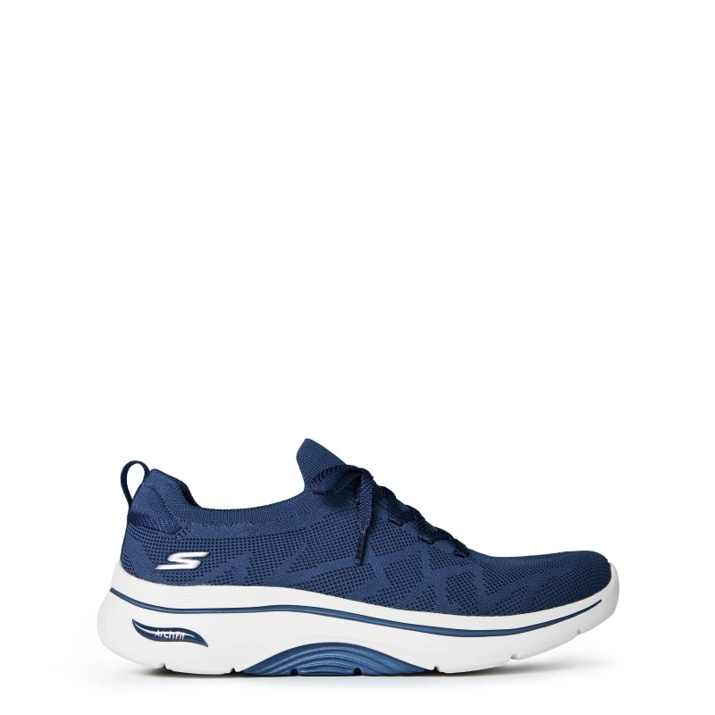 Image of Skechers Arch Fit Laced Stretch Knit Sli Walking Shoes Womens - Blue Blue 3