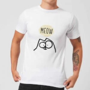 Image of Simons Cat Meow Mens T-Shirt - White - 3XL
