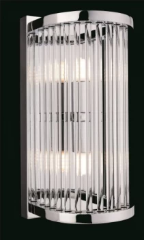 Image of 2 Light Indoor Wall Light Chrome, Clear Glass Rods, G9