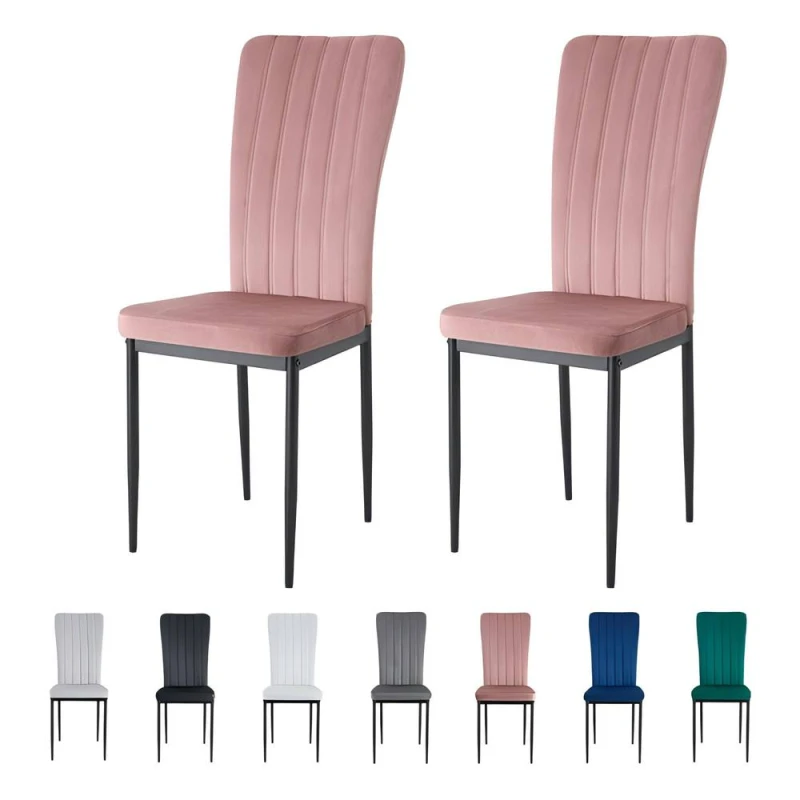 Image of MCC Elle Velvet Effect Set Of 2 Dining Chairs Pink ELLEPink