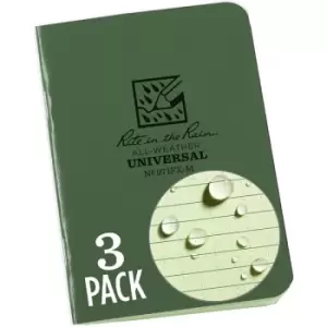 image of Rite in the Rain Universal Stapled Mini Notebook, 3&frac14;" x 4?" (3 Pack) (12 Sheets) Green / Green