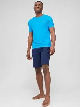Image of Tommy Hilfiger Classic T-Shirt And Shorts Pyjama Set - Blue Size M, Men