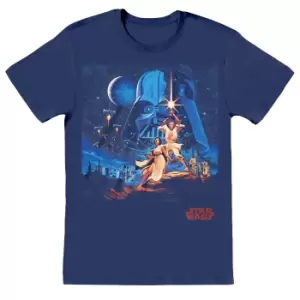 image of Star Wars Unisex Adult Poster T-Shirt (L) (Navy)