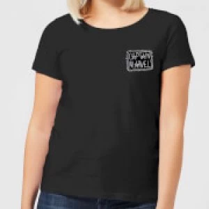 Image of Captain Marvel Name Badge Womens T-Shirt - Black