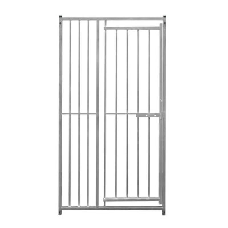 Image of Monstershop 1m Dog Run Panel With Door - 8cm Bar Spacing Silver